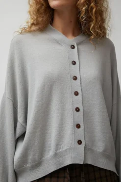 Merino Wool Cardigan in Pearl Grey