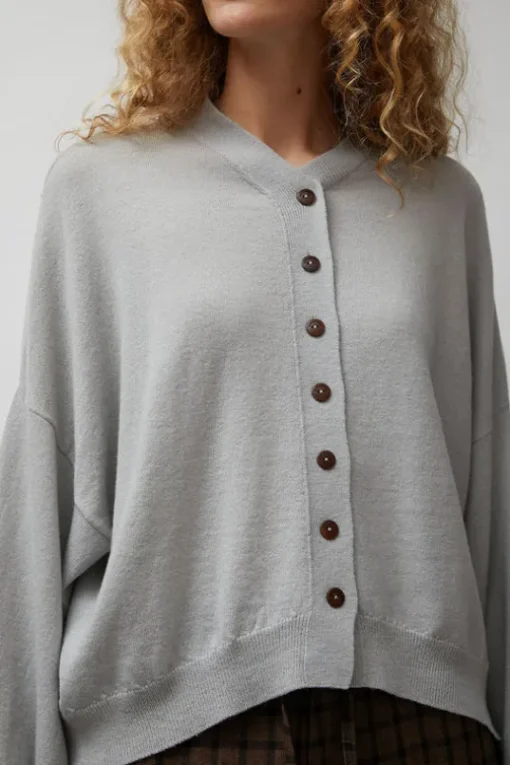 Merino Wool Cardigan in Pearl Grey