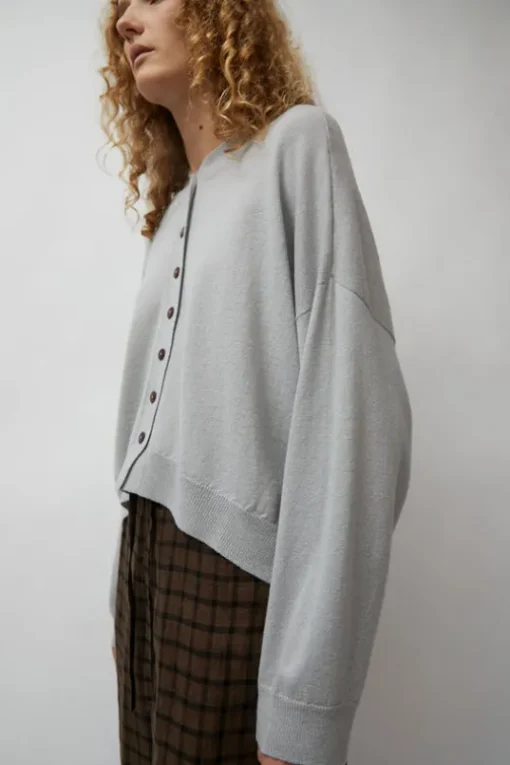 Merino Wool Cardigan in Pearl Grey