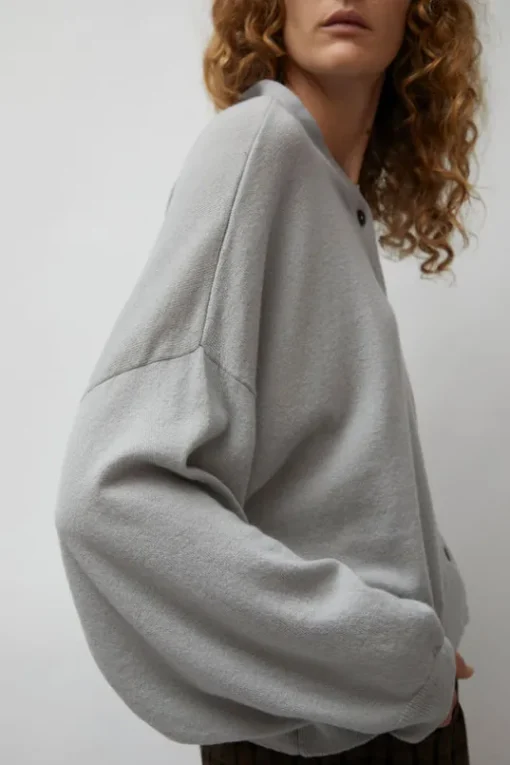 Merino Wool Cardigan in Pearl Grey