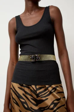 Micro Crystals Belt in Black