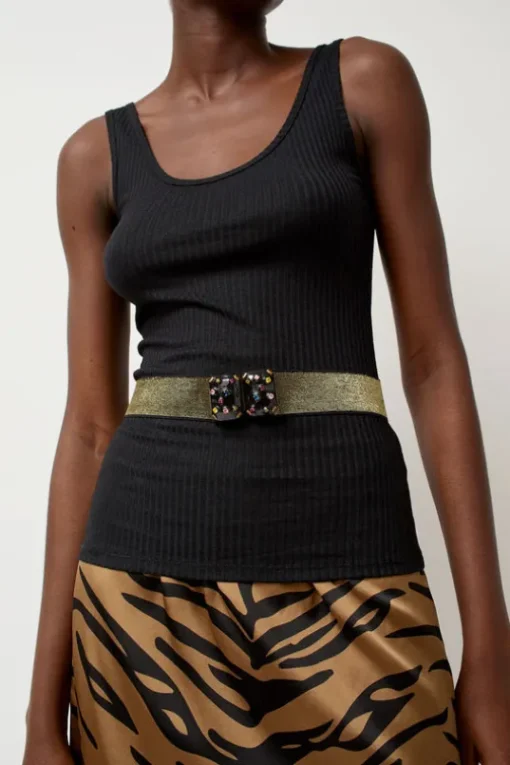 Micro Crystals Belt in Black