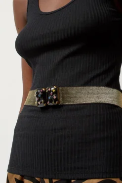 Micro Crystals Belt in Black