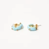 Mini Moon Earrings Set in Pale Blue