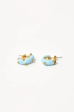 Mini Moon Earrings Set in Pale Blue
