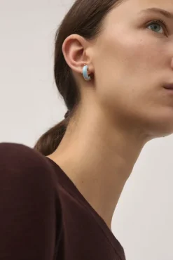 Mini Moon Earrings Set in Pale Blue