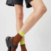 Neon Tipped Mid Calf Socks in Rust