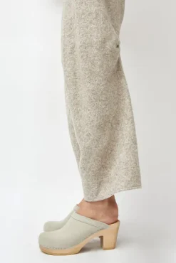 Old School Clog on High Heel in Chalk Suede
