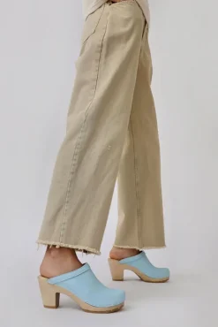 Old School Clog on High Heel in Light Blue