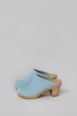 Old School Clog on High Heel in Light Blue