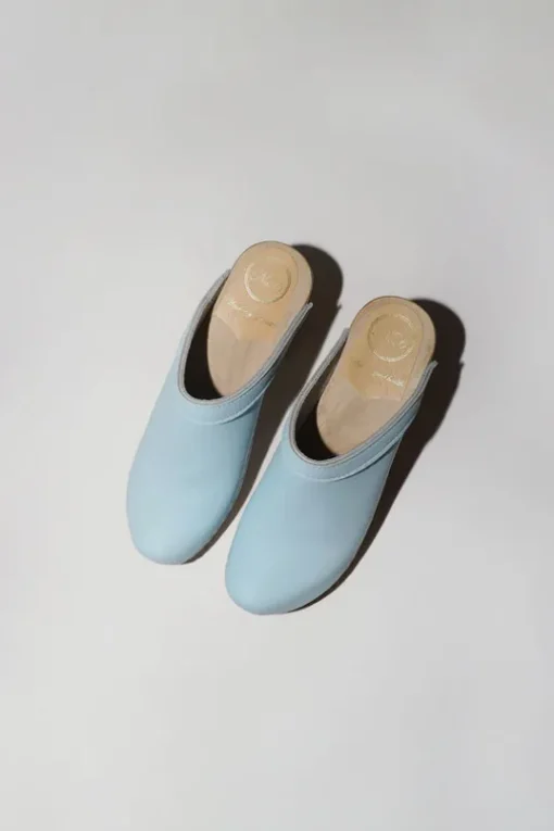 Old School Clog on High Heel in Light Blue