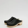 Old School Clog on Mid Heel in Black