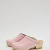 Old School Clog on Mid Heel in Light Pink