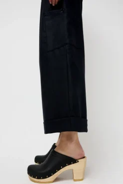 Old School Studded Clog on High Heel in Black