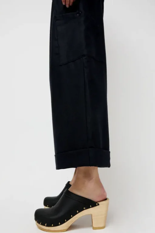 Old School Studded Clog on High Heel in Black