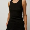 Organic Cotton Soft Rib Singlet in Black