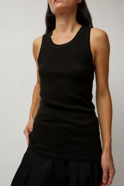 Organic Cotton Soft Rib Singlet in Black