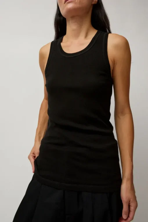 Organic Cotton Soft Rib Singlet in Black