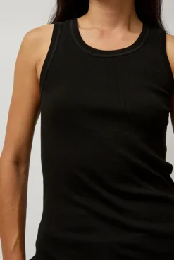 Organic Cotton Soft Rib Singlet in Black