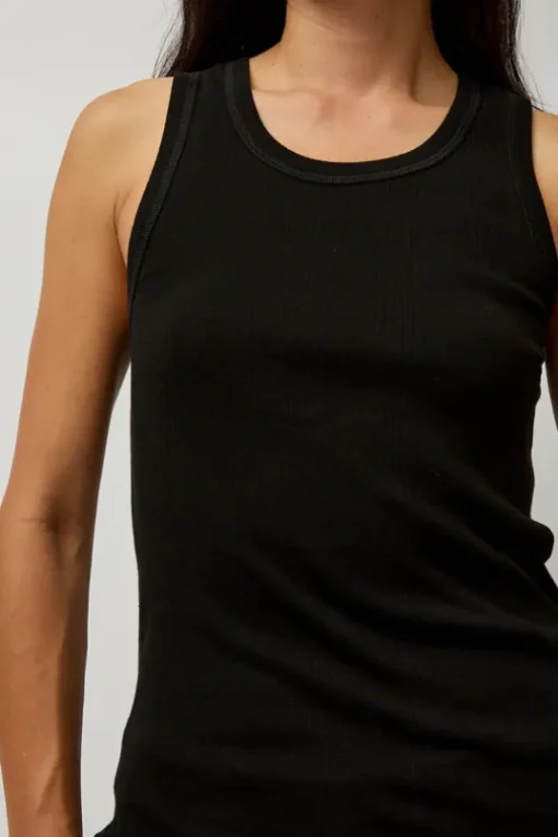 Organic Cotton Soft Rib Singlet in Black