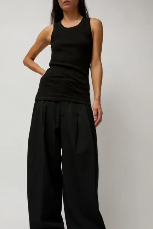 Organic Cotton Soft Rib Singlet in Black