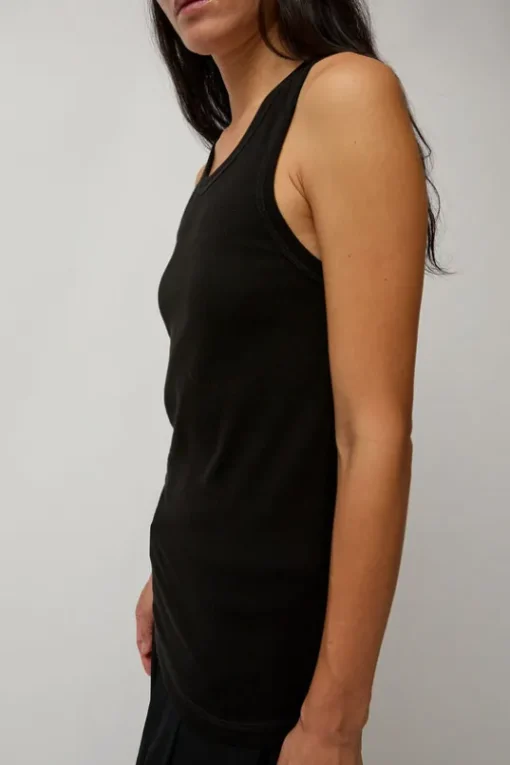 Organic Cotton Soft Rib Singlet in Black