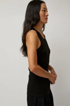 Organic Cotton Soft Rib Singlet in Black