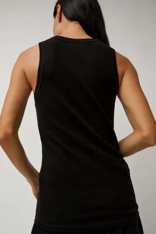 Organic Cotton Soft Rib Singlet in Black