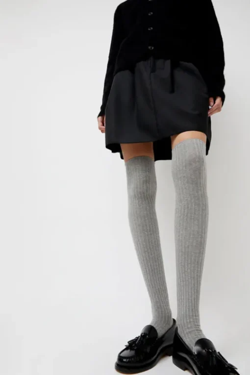 Overknee Socks in Grey Melange