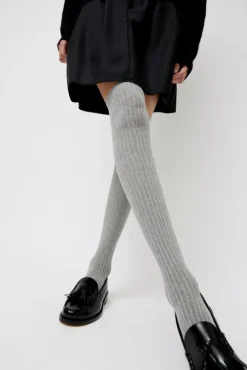 Overknee Socks in Grey Melange