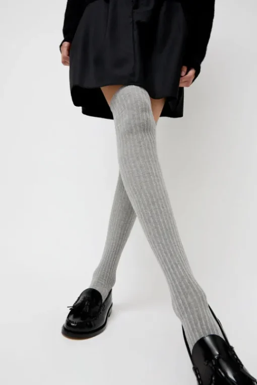 Overknee Socks in Grey Melange