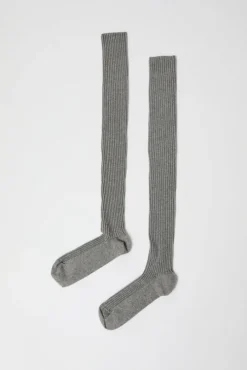 Overknee Socks in Grey Melange