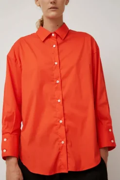 Oversize Cotton Shirt in Coral