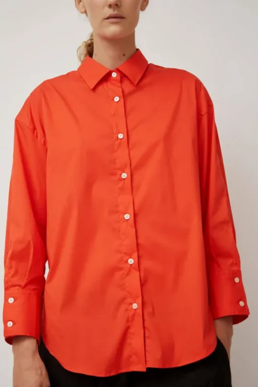 Oversize Cotton Shirt in Coral