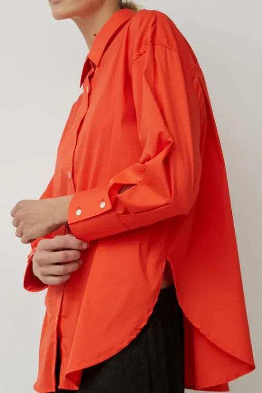 Oversize Cotton Shirt in Coral