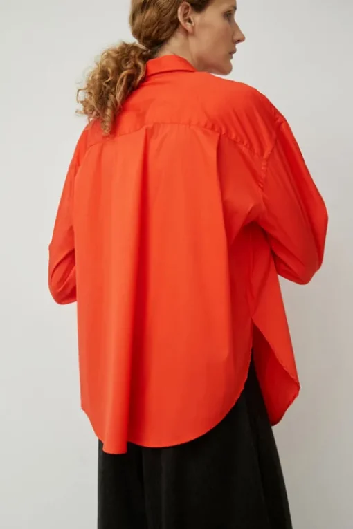 Oversize Cotton Shirt in Coral