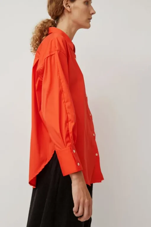 Oversize Cotton Shirt in Coral