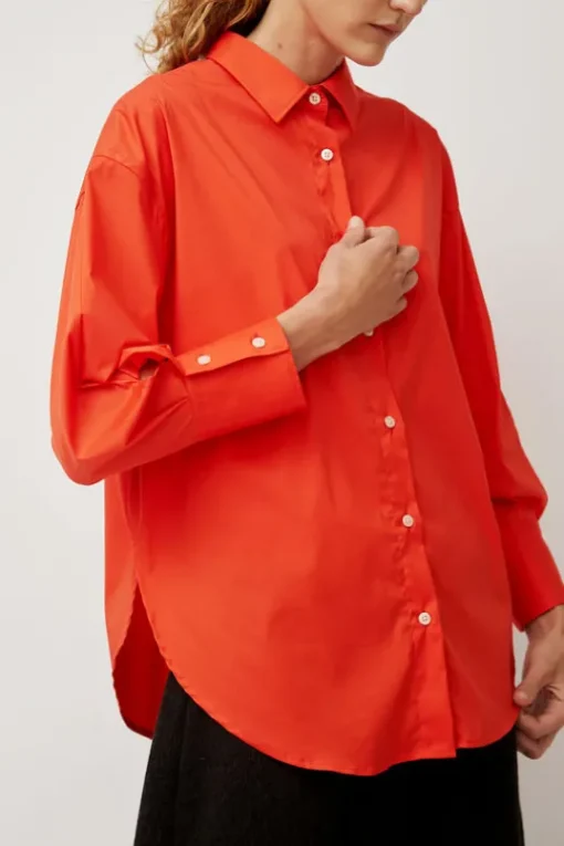 Oversize Cotton Shirt in Coral