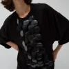 Oversized T-Shirt with Sequins in Black