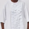 Oversized T-Shirt with Sequins in White