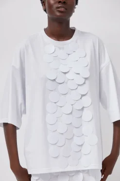 Oversized T-Shirt with Sequins in White