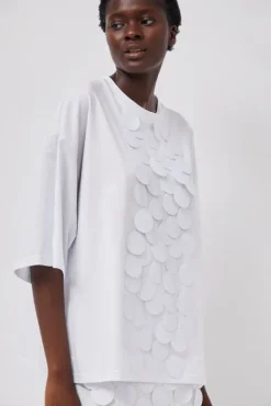 Oversized T-Shirt with Sequins in White
