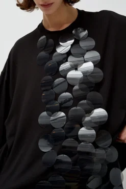 Oversized T-Shirt with Sequins in Black