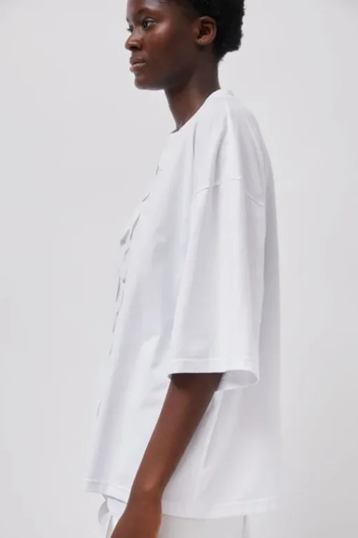 Oversized T-Shirt with Sequins in White