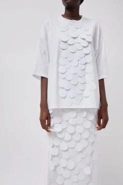Oversized T-Shirt with Sequins in White
