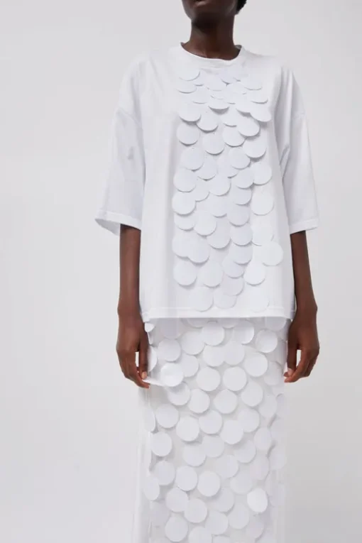Oversized T-Shirt with Sequins in White