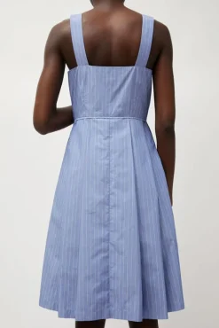 Party Dress in Wedgewood and White Stripe