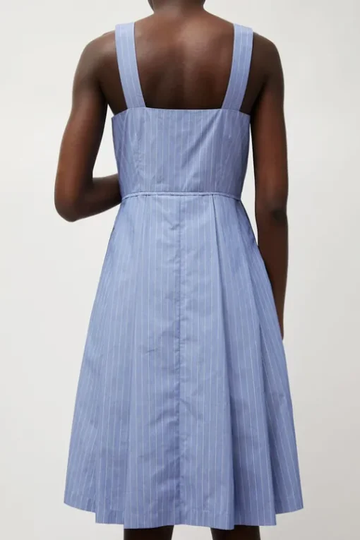 Party Dress in Wedgewood and White Stripe