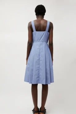 Party Dress in Wedgewood and White Stripe