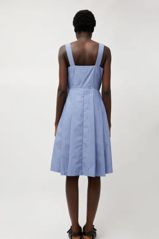 Party Dress in Wedgewood and White Stripe